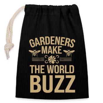 Bee-friendly gardener, pollinator, garden and - Closable cotton gift bag (14x20cm) - black - Front