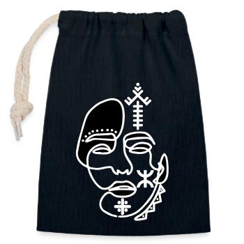 VISAGE TATOUAGE AMAZIGHAVEC DES BIJOUX - Sac cadeau en coton avec cordon (14 x 20 cm) - bleu marine - Devant