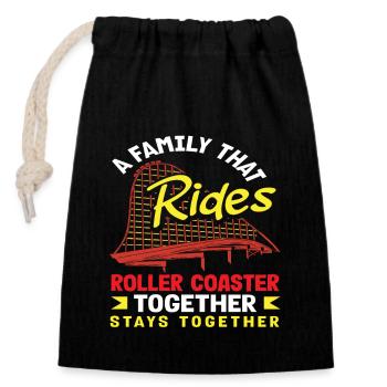 Montagnes russes, famille, tour fort ensemble - Sac cadeau en coton avec cordon (14 x 20 cm) - noir - Devant