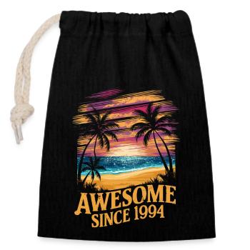 Awesome Since 1994 Beach Sunset - Closable cotton gift bag (14x20cm) - black - Front