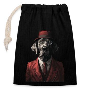 Deutsche Dogge - Verschließbarer Geschenkbeutel aus Baumwolle (14x20cm) - Schwarz - Vorne