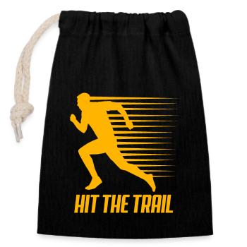 Trail running - Sac cadeau en coton avec cordon (14 x 20 cm) - noir - Devant