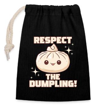 Respect The Dumpling Niedlicher Cartoon Dumpling - Verschließbarer Geschenkbeutel aus Baumwolle (14x20cm) - Schwarz - Vorne