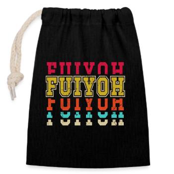 Fuiyoh Retro Lettering Design for the Trend-Conscious - Closable cotton gift bag (14x20cm) - black - Front