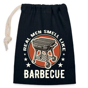 De vrais hommes sentent comme un barbecue BBQ fumeur de viande - Sac cadeau en coton avec cordon (14 x 20 cm) - bleu marine - Devant