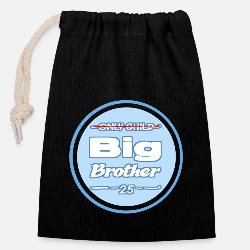 grand frère bleu - Sac cadeau en coton avec cordon (14 x 20 cm) - noir