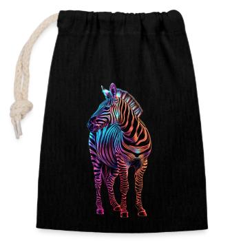 Zebra - Verschließbarer Geschenkbeutel aus Baumwolle (14x20cm) - Schwarz - Vorne