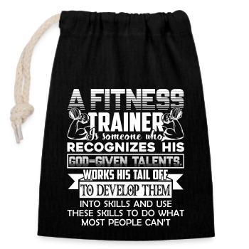 Fitness Trainer Proud Fitness Trainer - Closable cotton gift bag (14x20cm) - black - Front