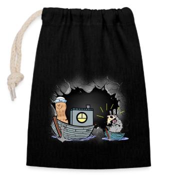 Adventure Boat Medieval Plague Rat Plague Travel - Closable cotton gift bag (14x20cm) - black - Front