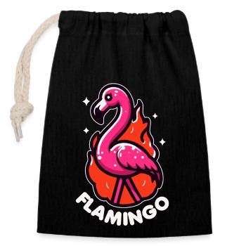 Flamant rose jeu de mots oiseau mignon - Sac cadeau en coton avec cordon (14 x 20 cm) - noir - Devant