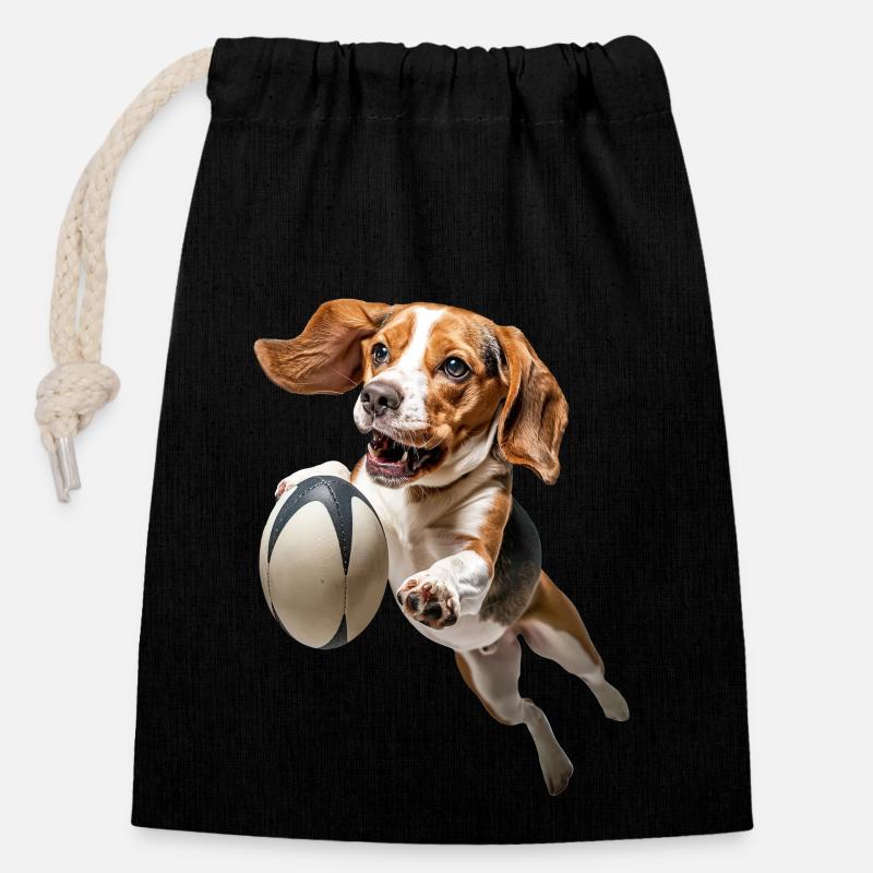 Beagle - Verschließbarer Geschenkbeutel aus Baumwolle (14x20cm) - Schwarz