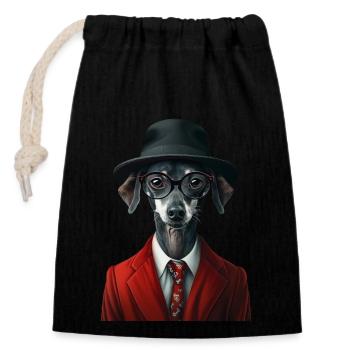 Italienischer Windspielhund - Verschließbarer Geschenkbeutel aus Baumwolle (14x20cm) - Schwarz - Vorne