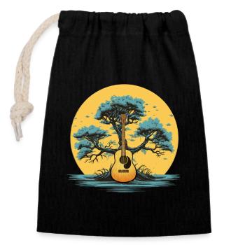 Yggdrasil Nature Musicien Arbre De Vie - Sac cadeau en coton avec cordon (14 x 20 cm) - noir - Devant