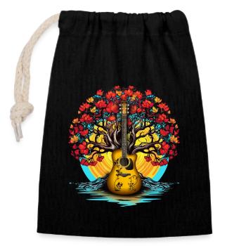 Yggdrasil Nature Musicien Arbre De Vie - Sac cadeau en coton avec cordon (14 x 20 cm) - noir - Devant