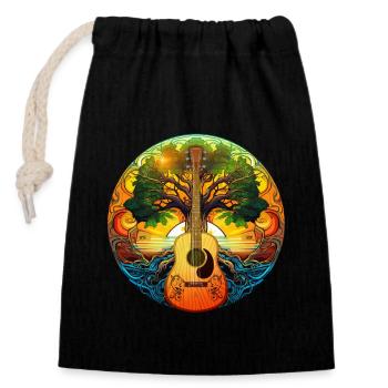 Yggdrasil Nature Musicien Arbre De Vie - Sac cadeau en coton avec cordon (14 x 20 cm) - noir - Devant