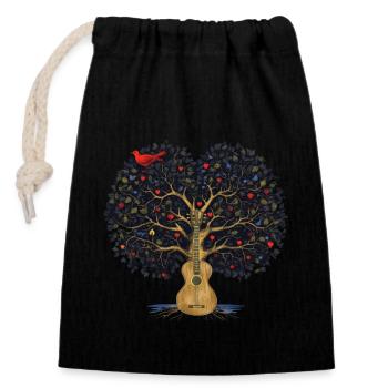 Yggdrasil Nature Musicien Arbre De Vie - Sac cadeau en coton avec cordon (14 x 20 cm) - noir - Devant