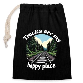 Railfan Train Enthusiast Locomotive Lover - Closable cotton gift bag (14x20cm) - black - Front
