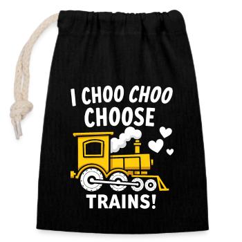 Railfan Train Enthusiast Locomotive Lover - Closable cotton gift bag (14x20cm) - black - Front