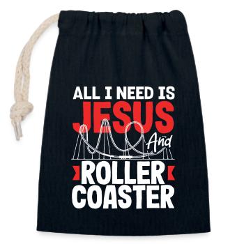 Jesus and Roller Coaster Lovers - Closable cotton gift bag (14x20cm) - navy - Front