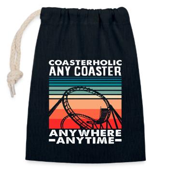 Montagnes russes Fan Coasterholic Passion - Sac cadeau en coton avec cordon (14 x 20 cm) - bleu marine - Devant