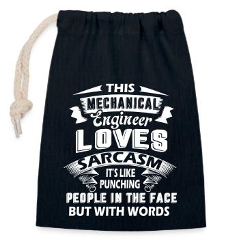Mechanical Engineer Loves Sarcasm - Closable cotton gift bag (14x20cm) - navy - Front