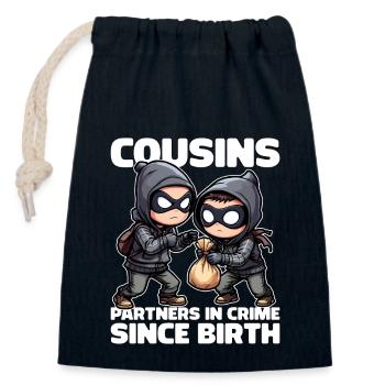 COUSINS PARTNERS IN CRIME SINCE BIRTH - Closable cotton gift bag (14x20cm) - navy - Front