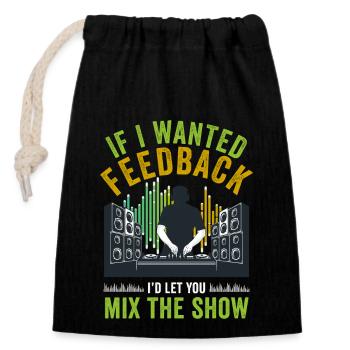 Wenn ich Feedback Sound Engineer wollte - Verschließbarer Geschenkbeutel aus Baumwolle (14x20cm) - Schwarz - Vorne