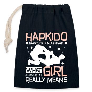 A Girl Hits Like Hapkido - Verschließbarer Geschenkbeutel aus Baumwolle (14x20cm) - Navy - Vorne