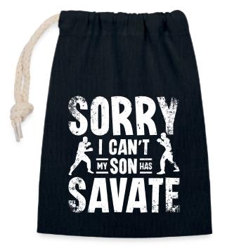 Sorry I can't my son has Savate - Closable cotton gift bag (14x20cm) - navy - Front