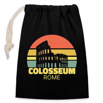 Colosseum Rome Retro Silhouette - Closable cotton gift bag (14x20cm) - black - Front