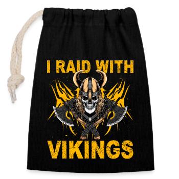 Je fais un raid avec les Vikings - Sac cadeau en coton avec cordon (14 x 20 cm) - noir - Devant
