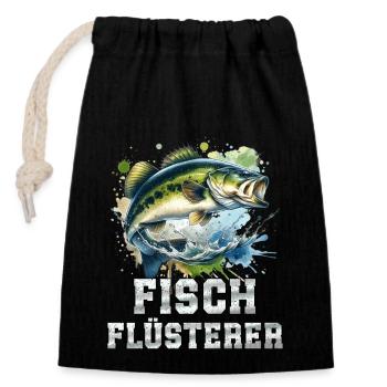 Angler Outfit Angeln Hobby - Verschließbarer Geschenkbeutel aus Baumwolle (14x20cm) - Schwarz - Vorne