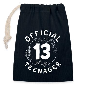Célébration officielle du 13e anniversaire des adolescents - Sac cadeau en coton avec cordon (14 x 20 cm) - bleu marine - Devant