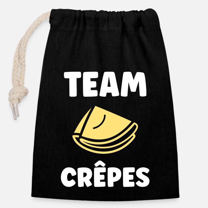crêpe - Sac cadeau en coton avec cordon (14 x 20 cm) - noir