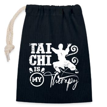 Tai chi is my therapy - Closable cotton gift bag (14x20cm) - navy - Front