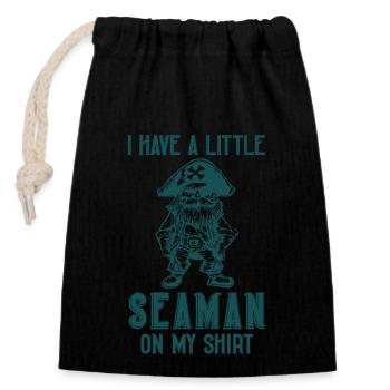 Funny pirate wight: I Have A Little Seaman On - Closable cotton gift bag (14x20cm) - black - Front