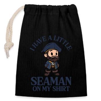 Ich Habe Einen Kleinen Seemann Auf Meinem Shirt - Verschließbarer Geschenkbeutel aus Baumwolle (14x20cm) - Schwarz - Vorne