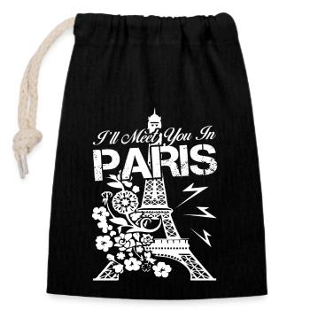 I Meet You In Paris - Closable cotton gift bag (14x20cm) - black - Front