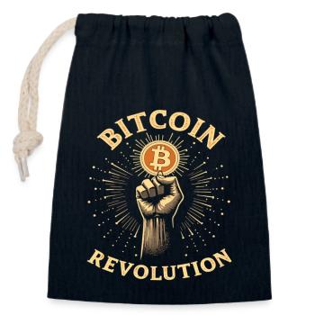 Révolution Bitcoin - Sac cadeau en coton avec cordon (14 x 20 cm) - bleu marine - Devant