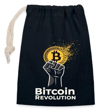 Révolution Bitcoin - Sac cadeau en coton avec cordon (14 x 20 cm) - bleu marine - Devant