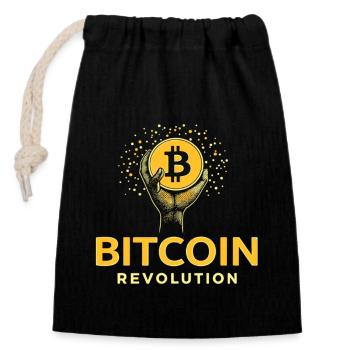 Révolution Bitcoin - Sac cadeau en coton avec cordon (14 x 20 cm) - noir - Devant