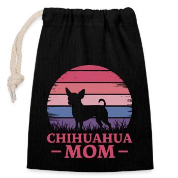 Chihuahua Disant Maman Drôle Chihuahua Cadeau - Sac cadeau en coton avec cordon (14 x 20 cm) - noir - Devant