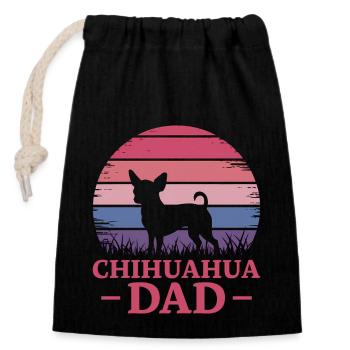 Chihuahua Disant Papa Drôle Chihuahua Cadeau - Sac cadeau en coton avec cordon (14 x 20 cm) - noir - Devant