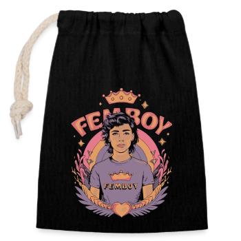 Femboy Pride Design – Stylish and self-confident - Closable cotton gift bag (14x20cm) - black - Front