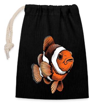 Clownfisch - Verschließbarer Geschenkbeutel aus Baumwolle (14x20cm) - Schwarz - Vorne