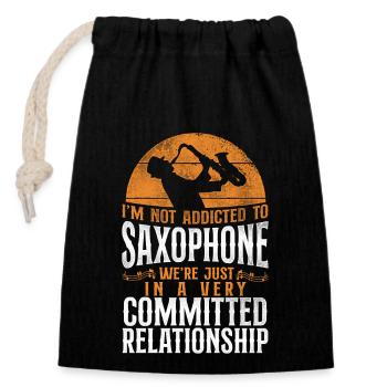 Saxophones I'm Not Addicted To My - Closable cotton gift bag (14x20cm) - black - Front
