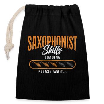 Saxophone Saxophone Skills Loading - Closable cotton gift bag (14x20cm) - black - Front