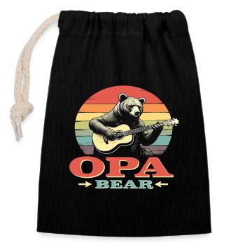 Grand-père ours Grand-père ours Grand-père anniversaire ours fans ours - Sac cadeau en coton avec cordon (14 x 20 cm) - noir - Devant