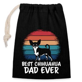 Chihuahua Disant Papa Drôle Chihuahua Cadeau - Sac cadeau en coton avec cordon (14 x 20 cm) - noir - Devant