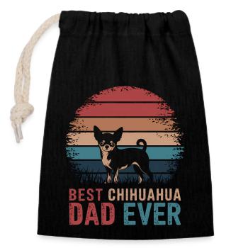 Chihuahua Disant Papa Drôle Chihuahua Cadeau - Sac cadeau en coton avec cordon (14 x 20 cm) - noir - Devant